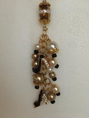 Gold & Black High‑Heel Purse Charm – Handmade